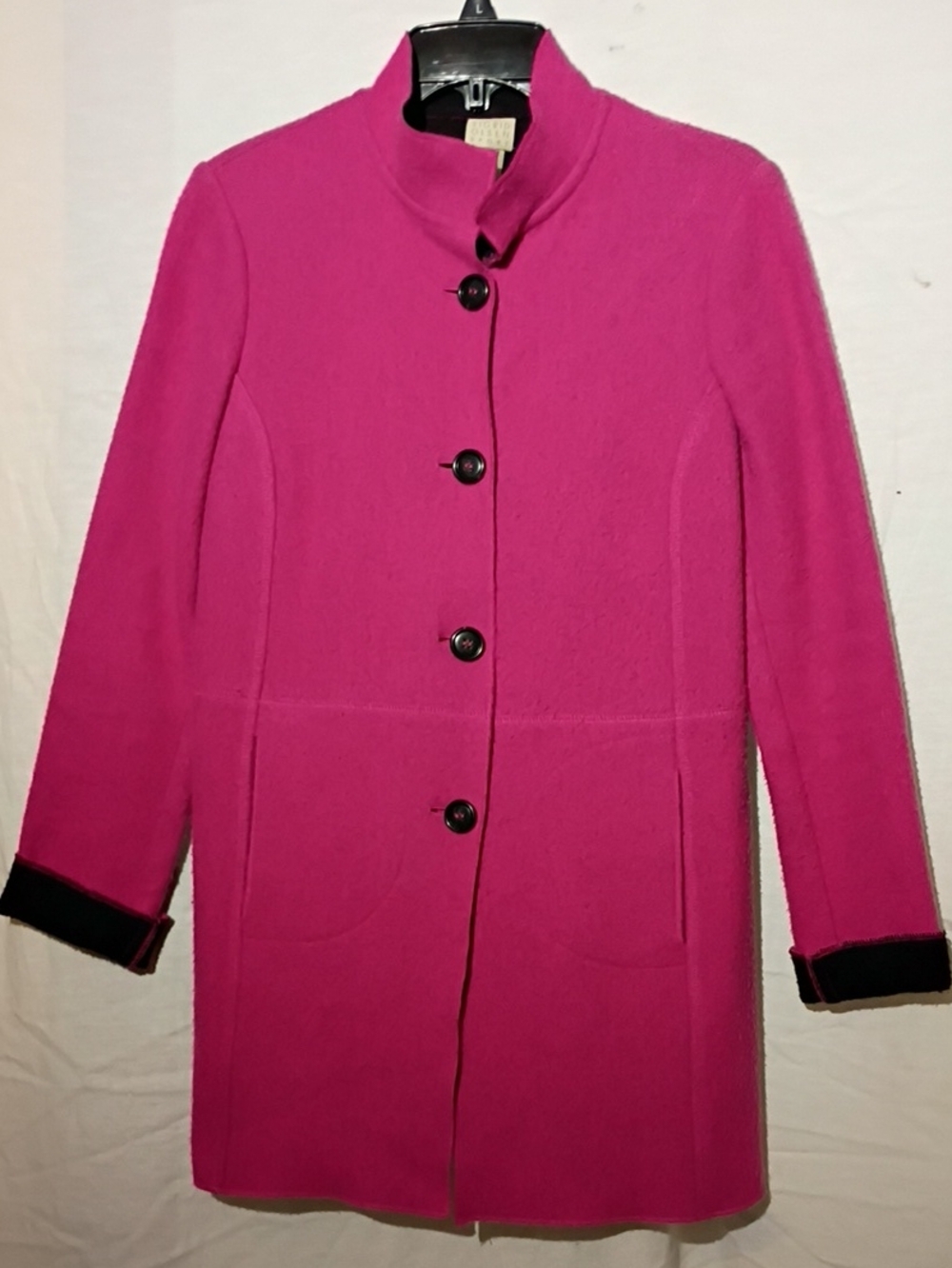Sigrid Olsen Salmon Pea Coat, Wool-Blend, Stand Collar, Button Front Sz 4